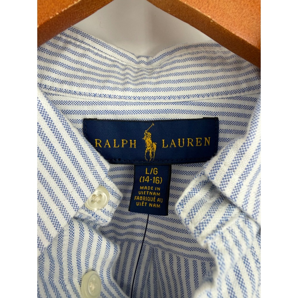 Ralph Lauren Boys Button Down Shirt Large Striped Oxford Preppy Classic - Picture 5 of 13